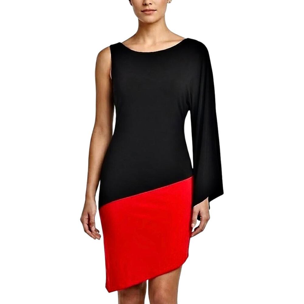 NWT Y2K Bebe Addiction Stretch Knit Jersey Dress One  Shoulder Kimono Sleeve